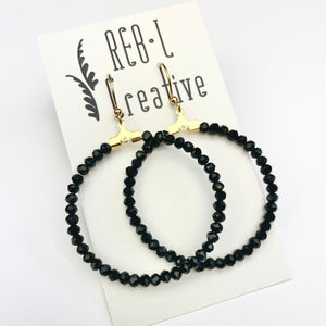 Simple Beaded Hoops - Black