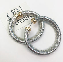 Load image into Gallery viewer, Metallic Faux Leather Hoops - Silver
