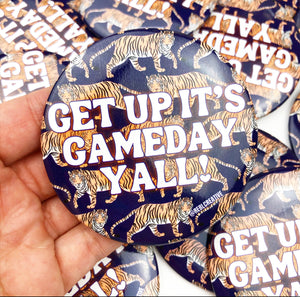GAME DAY BUTTON- Get Up Tigers NAVY