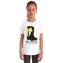 Load image into Gallery viewer, Bows and Boots Youth Short Sleeve Tee - Black and Yellow
