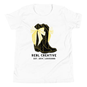 Bows and Boots Youth Short Sleeve Tee - Black and Yellow