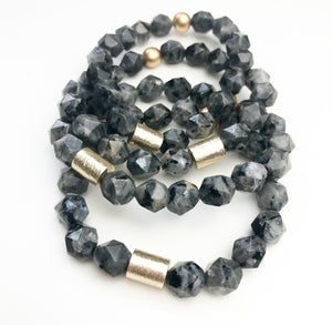 Golden Barrel Bracelets - Black Labradorite